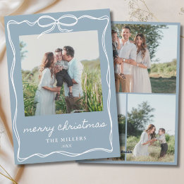 Cartão De Festividades Dusty Blue Arco Feliz Natal 4 Família de Fotografi