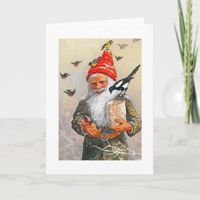 Cartão De Festividades Dutch Gnome Feeding the Birds (Frente)