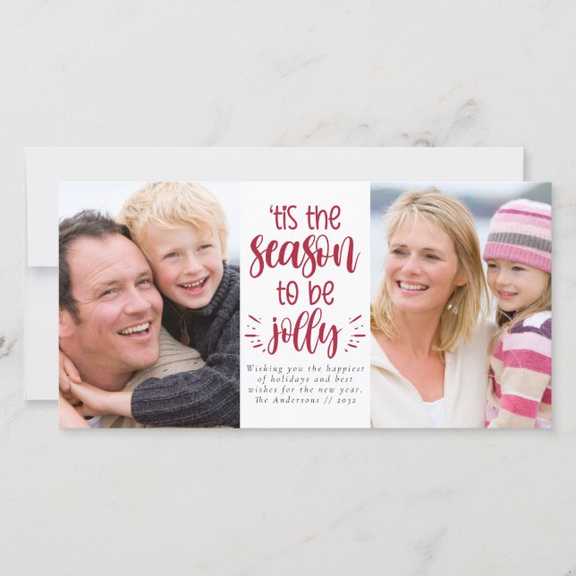 Cartão De Festividades É a Época de Ser Alegre Colagem de Fotos de Férias (Frente)