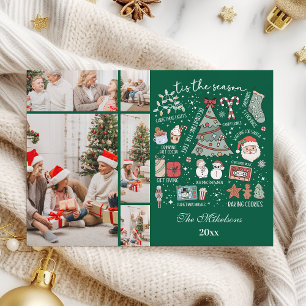 Cartão De Festividades É a Temporada 5 Foto Natal Verde Retrô