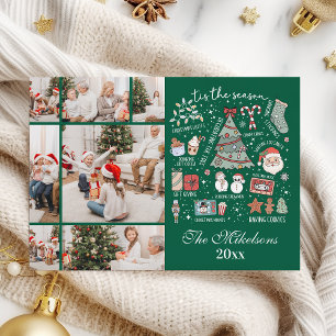Cartão De Festividades É a Temporada 7 Foto Natal Verde Retrô