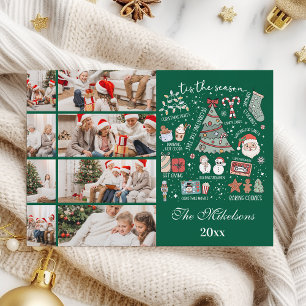 Cartão De Festividades É a Temporada 8 Foto Natal Verde Retrô