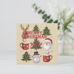 Cartão De Festividades É a Temporada Árvore de Natal Santa Latte Natal