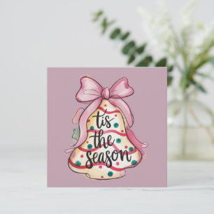Cartão De Festividades É a Temporada Coquette Laço Menina Rosa Torta de N
