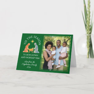 Cartão De Festividades É Época do Natal Verde Moderno TIS FOTO FAMILIAR d