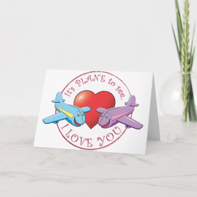 Cartão De Festividades É o AVIÃO para ver, EU TE AMO (Frente)
