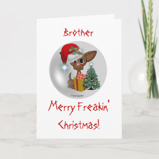 Cartão De Festividades É o Natal Mousy Dog e o Irmão