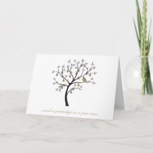 Cartão De Festividades E um perdiz numa árvore