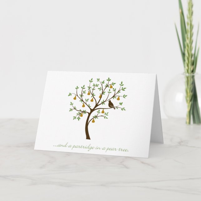 Cartão De Festividades E um perdiz numa árvore (Frente)