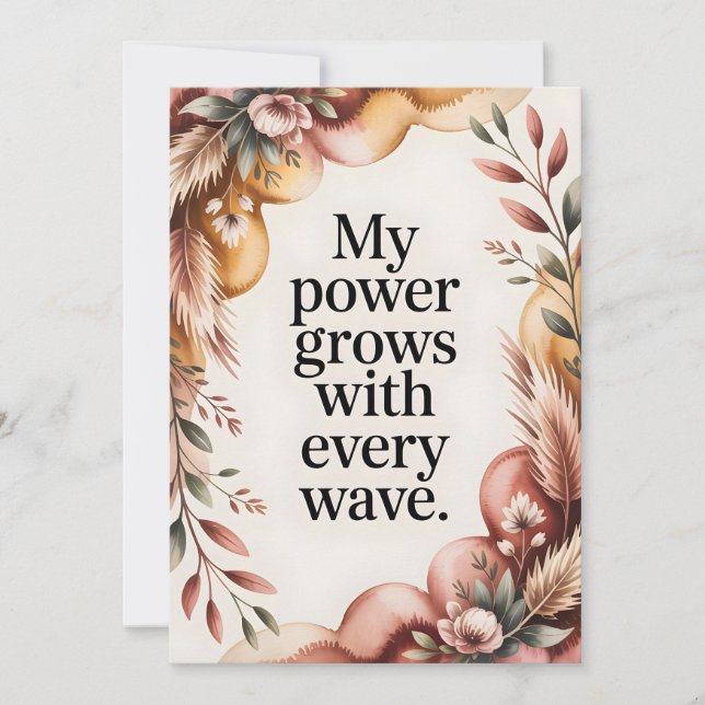 Cartão De Festividades Earthy Birth Wave Strength Quote (Frente)