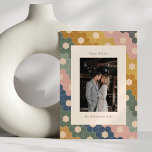 Cartão De Festividades Earthy Boho Chic Vintage Foto Moderna de Casamento<br><div class="desc">Cartão de Férias de Foto Moderno Vintage-Chic-Boho Terrível em Verde,  Dourado,  Azul e Rosa</div>