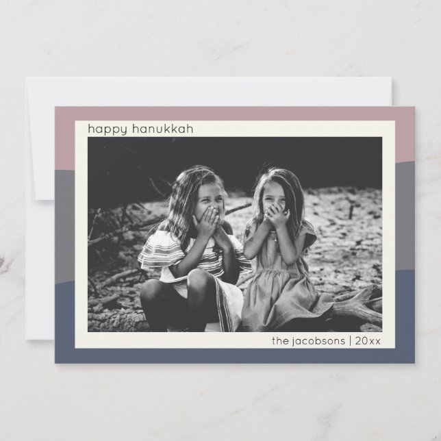 Cartão De Festividades Earthy Boho Modern Abstrato Stripes Hanukkah Foto (Frente)
