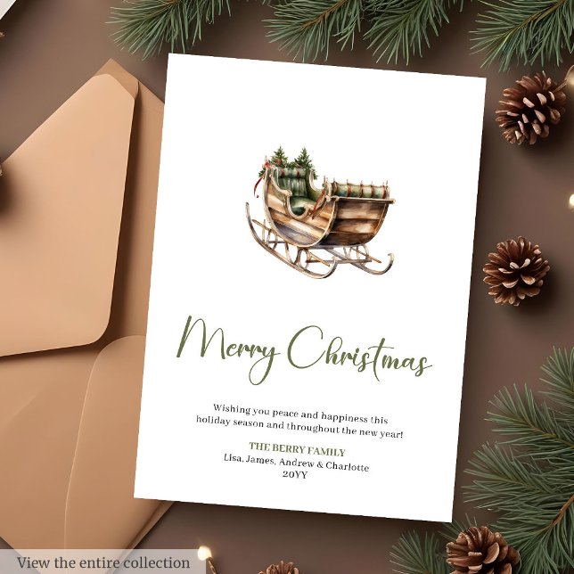 Cartão De Festividades Earthy Pine Wreath Editable Christmas Greeting  (Earthy Pine Wreath Editable Christmas Greeting Card

)