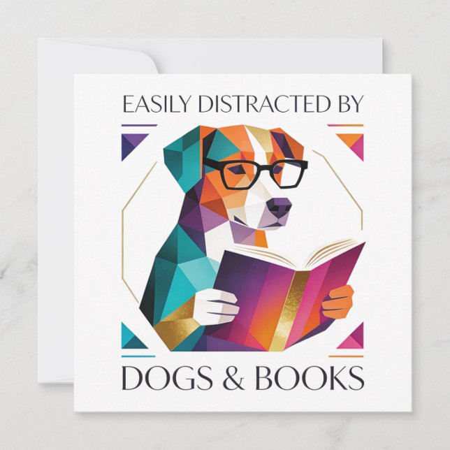 Cartão De Festividades Easily Distracted By Dogs And Books Mother’s Day (Frente)