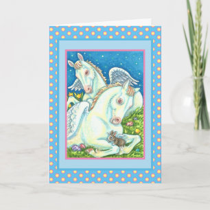 Cartão De Festividades EASTER ANGELS, WHITE PONIES, BUNNIES AND EGGS Cute
