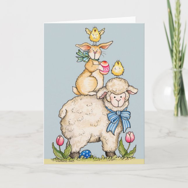 Cartão De Festividades Easter Animals - Greeting Card (Frente)