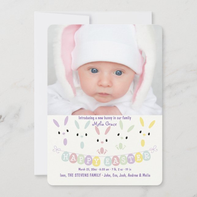 Cartão De Festividades Easter Banner Photo Birth Announcement (Frente)