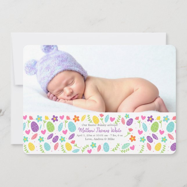 Cartão De Festividades Easter Banner Photo Birth Announcement Horizontal (Frente)