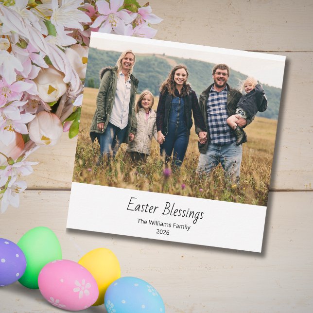 Cartão De Festividades Easter Blessings Christian Family Photo Modern (Criador carregado)