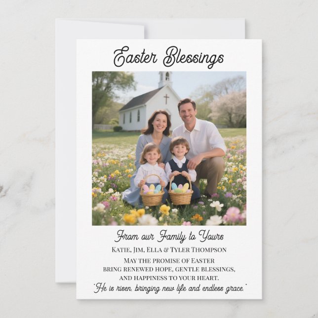 Cartão De Festividades Easter Blessings  Personalized Photo Template (Frente)