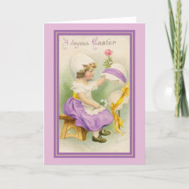 Cartão De Festividades Easter Bonnet Girl Vintage Image