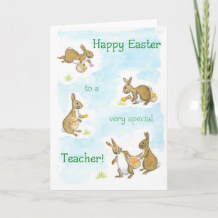 Cartão De Festividades Easter Bunnies Card for a Teacher