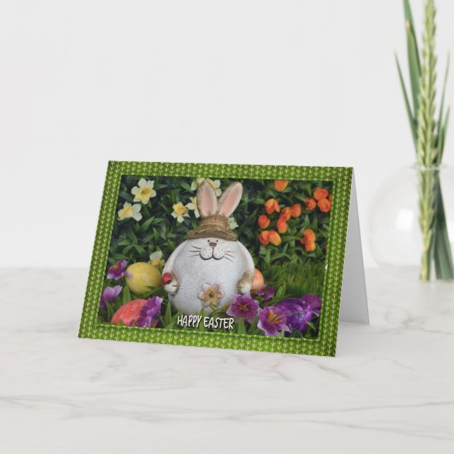 Cartão De Festividades Easter - Bunny in the Grass (Frente)