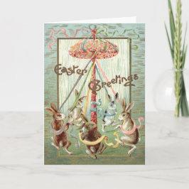 Cartão De Festividades Easter Bunny Maypole Dance Ribbon