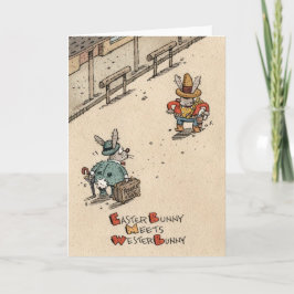 Cartão De Festividades Easter Bunny Meets Wester Bunny