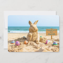 Cartão De Festividades Easter Bunny Sand Sculpture on the Beach