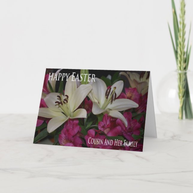 Cartão De Festividades Easter Card For Cousin And Her Family (Frente)
