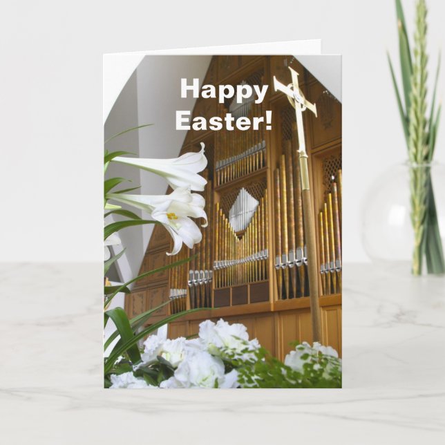 Cartão De Festividades Easter Card - lilies and organ (Frente)