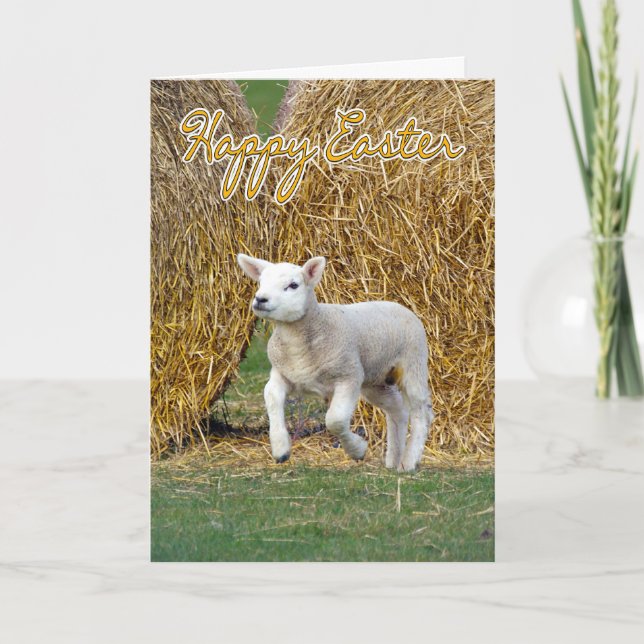 Cartão De Festividades Easter Card With Spring Lamb (Frente)