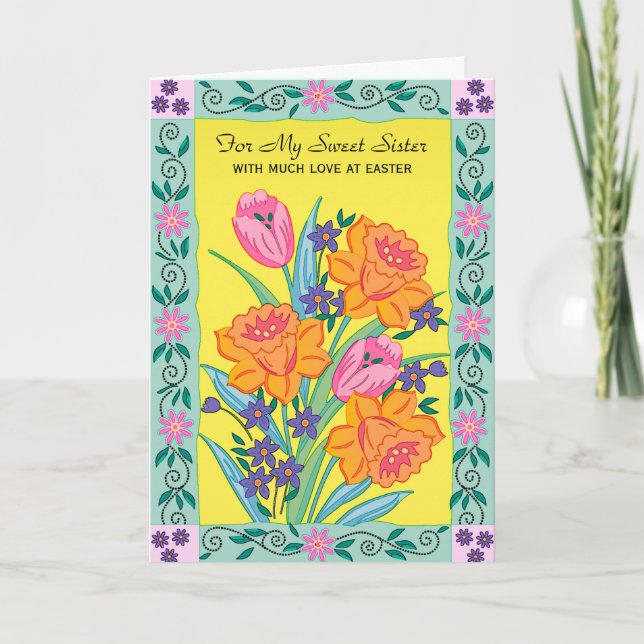 Cartão De Festividades Easter Cards: For My Sweet Sister (Frente)