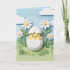Cartão De Festividades Easter Chick Papercraft Daisy Flowers Spring