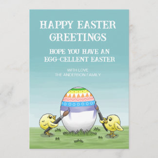 Cartão De Festividades Easter chickens' egg-cellent Easter Greetings