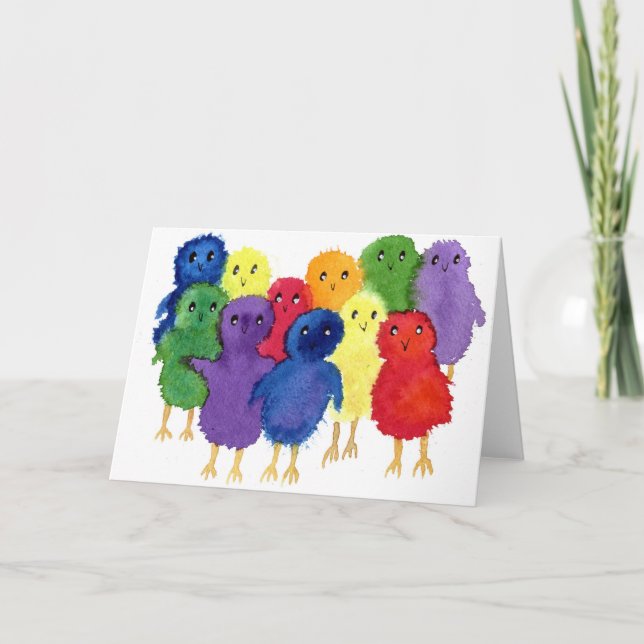 Cartão De Festividades Easter Chicks Greeting Card (Frente)