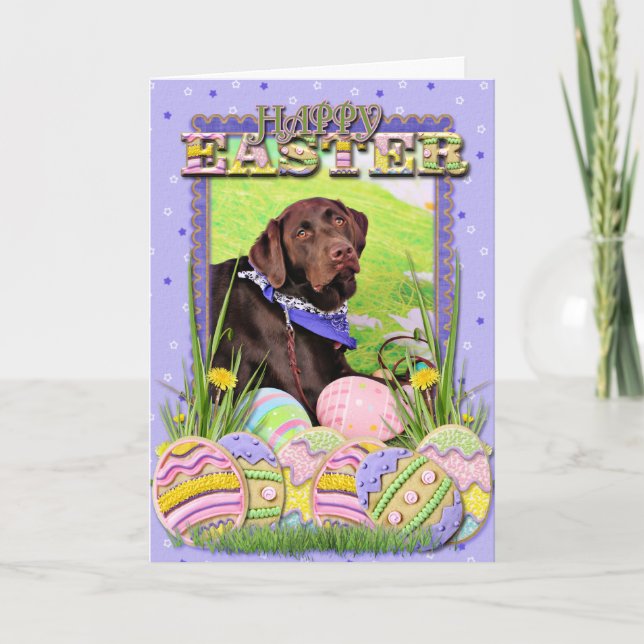 Cartão De Festividades Easter - Chocolate Labrador - Hershey (Frente)