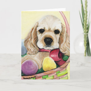 Cartão De Festividades "Easter Cocker Spaniel Puppy" Art Greeting Card
