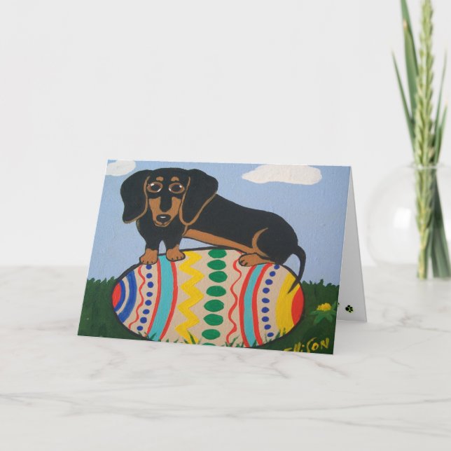 Cartão De Festividades Easter Dachshund Greeting Card (Frente)