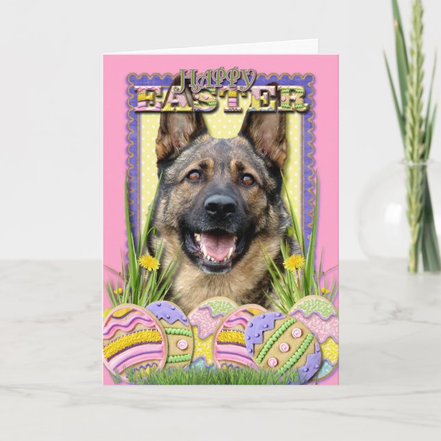 Cartão De Festividades Easter Egg Cookies - German Shepherd (Frente)