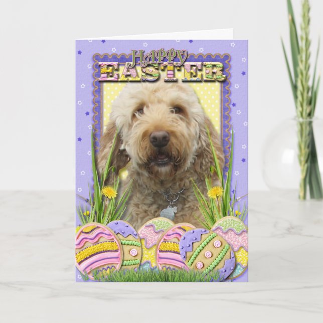 Cartão De Festividades Easter Egg Cookies - GoldenDoodle (Frente)