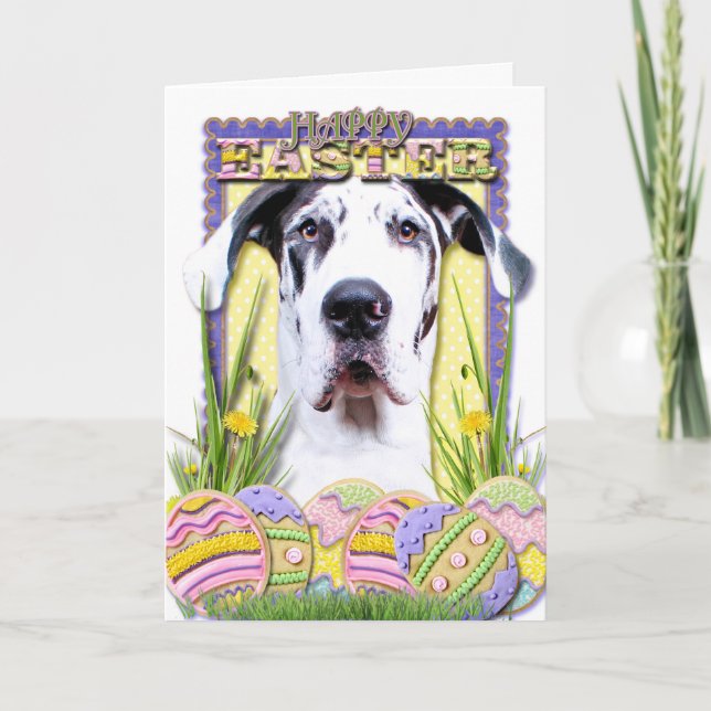 Cartão De Festividades Easter Egg Cookies - Great Dane - Baron (Frente)