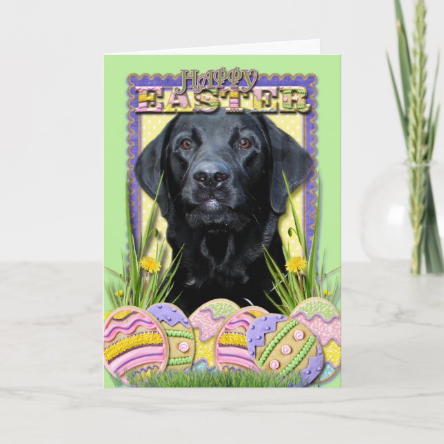 Cartão De Festividades Easter Egg Cookies - Labrador - Black (Frente)