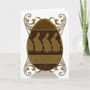 Cartão De Festividades Easter Egg, Golden Easter Egg With Rabbits
