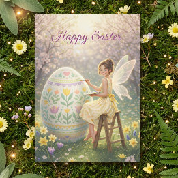 Cartão De Festividades Easter Fairy Painting Egg Spring