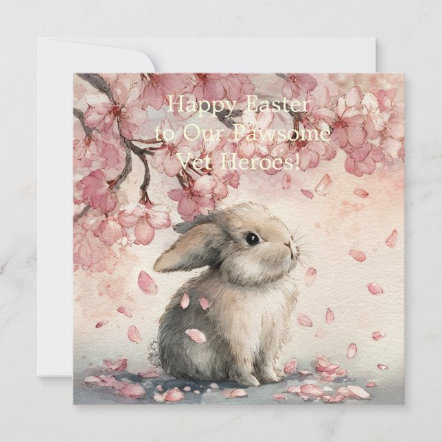Cartão De Festividades Easter flat holiday card for Veterinary Personal (Frente)