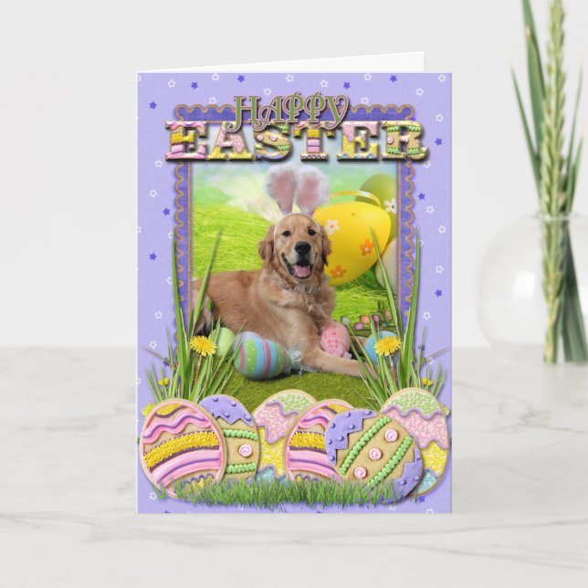 Cartão De Festividades Easter - Golden Retriever - Frank (Frente)