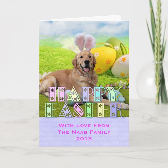 Cartão De Festividades Easter - Golden Retriever - Frank (Frente)