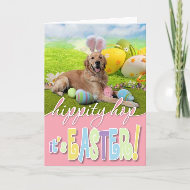 Cartão De Festividades Easter - Golden Retriever - Frank (Frente)